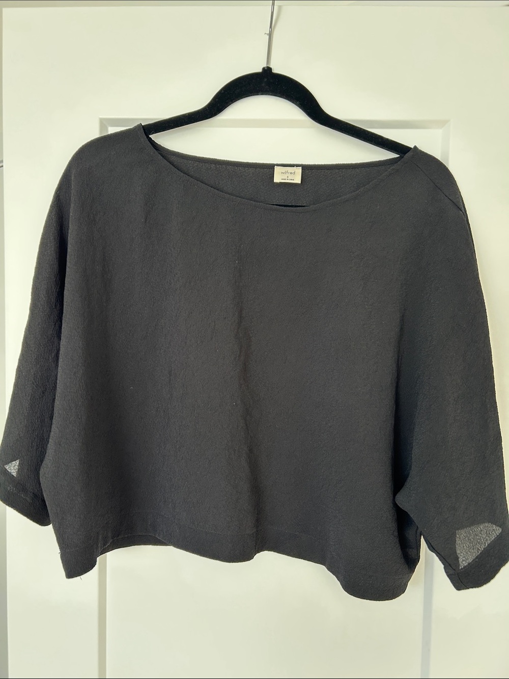 Wilfred Black Boxy Wide-Neck Knit Top